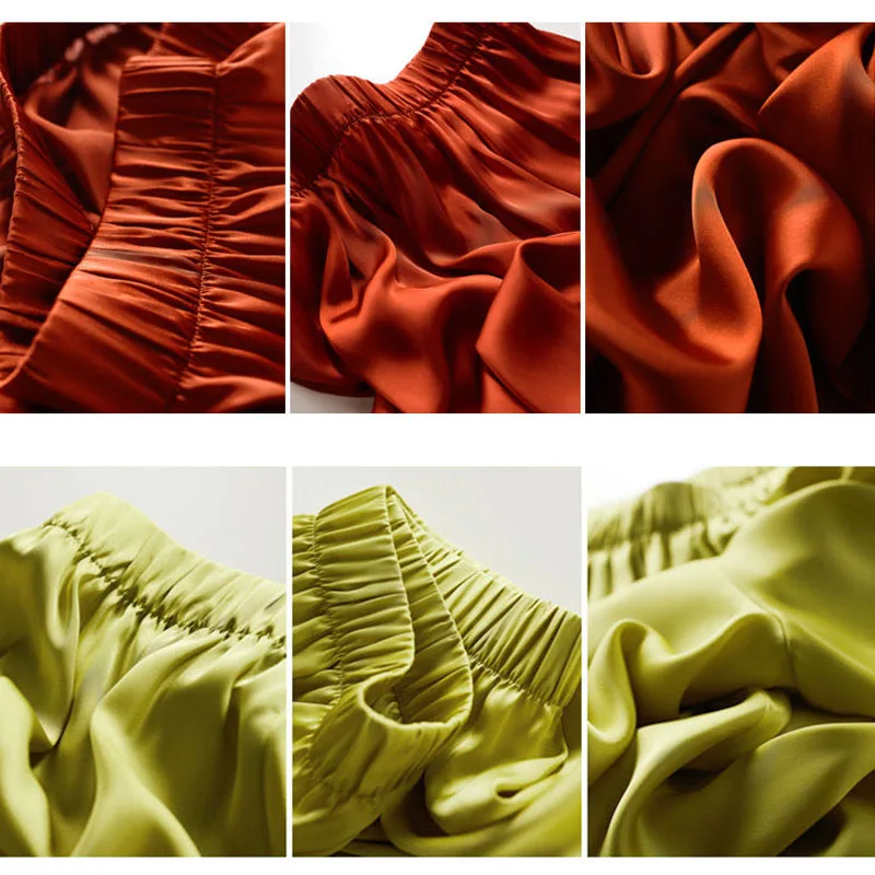 

Summer Thin Basic Smooth Satin Harem Pants Women Elastic Waist Ankle-Length Pants Breathable Casual Loose Ankle-Band Trousers