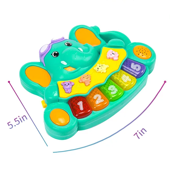 Детская музыкальная игрушка пианино слон светящаяся игрушечная клавиатура