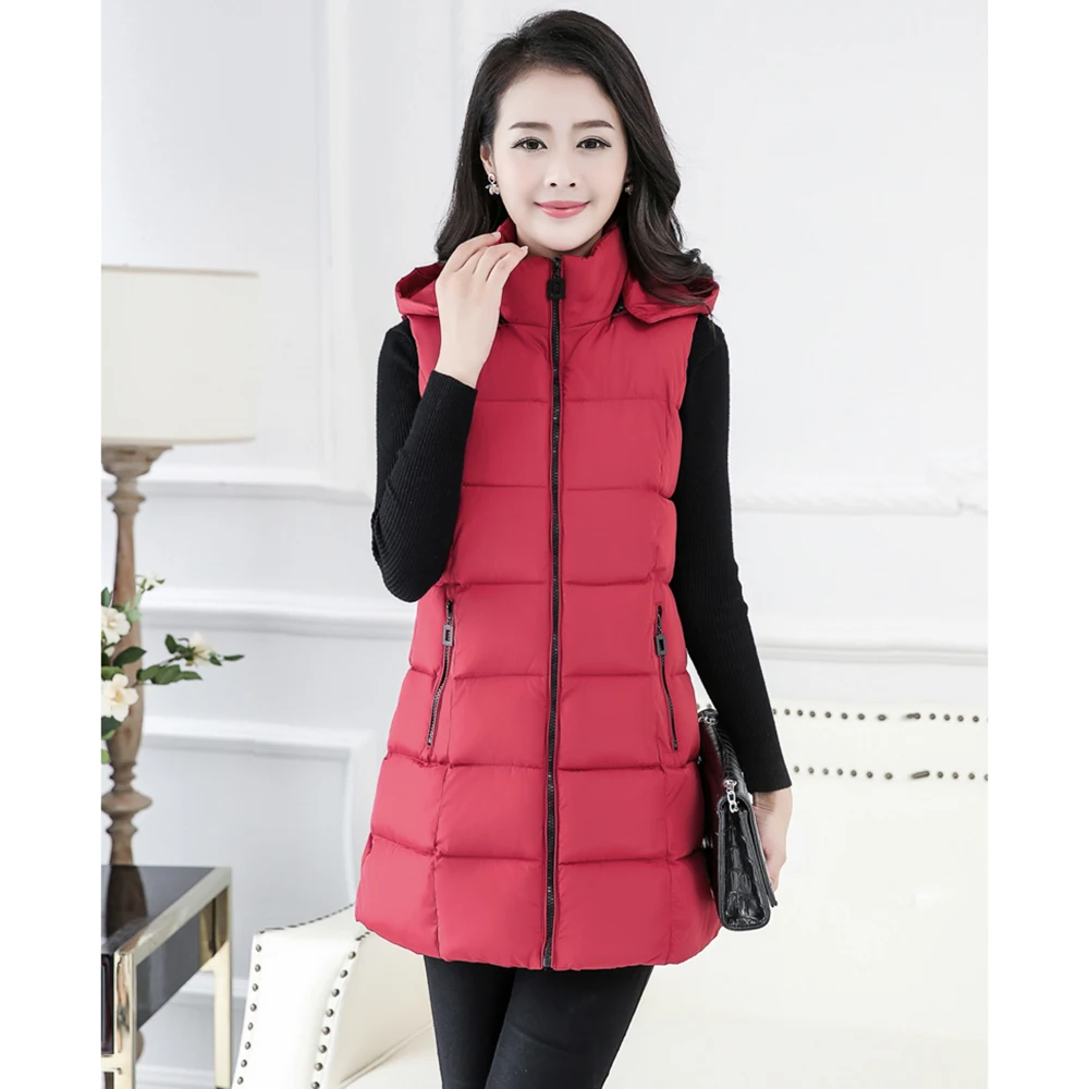 Осенне-зимний хлопковый жилет Женский Повседневный Женская длинная куртка-жилет