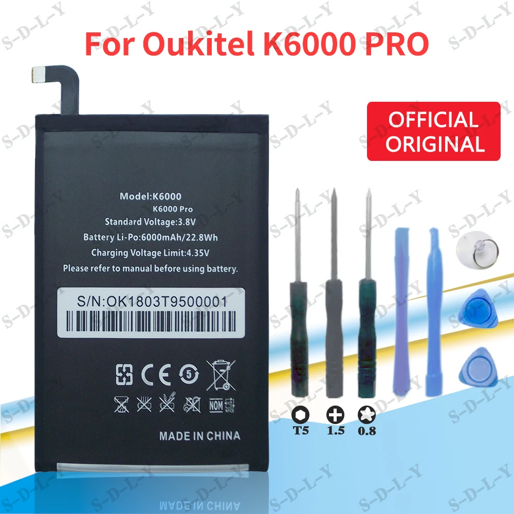 Oukitel K6000 Pro Battery Replacement Original Large Capacity 6000mAh Back Up Batteries For +Tracking + tools|battery for|large capacity