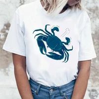 2021 fashion little crab lovely print short sleeved o neck factory t shirt white ullzang tshirt harajuku wholesale t shirt