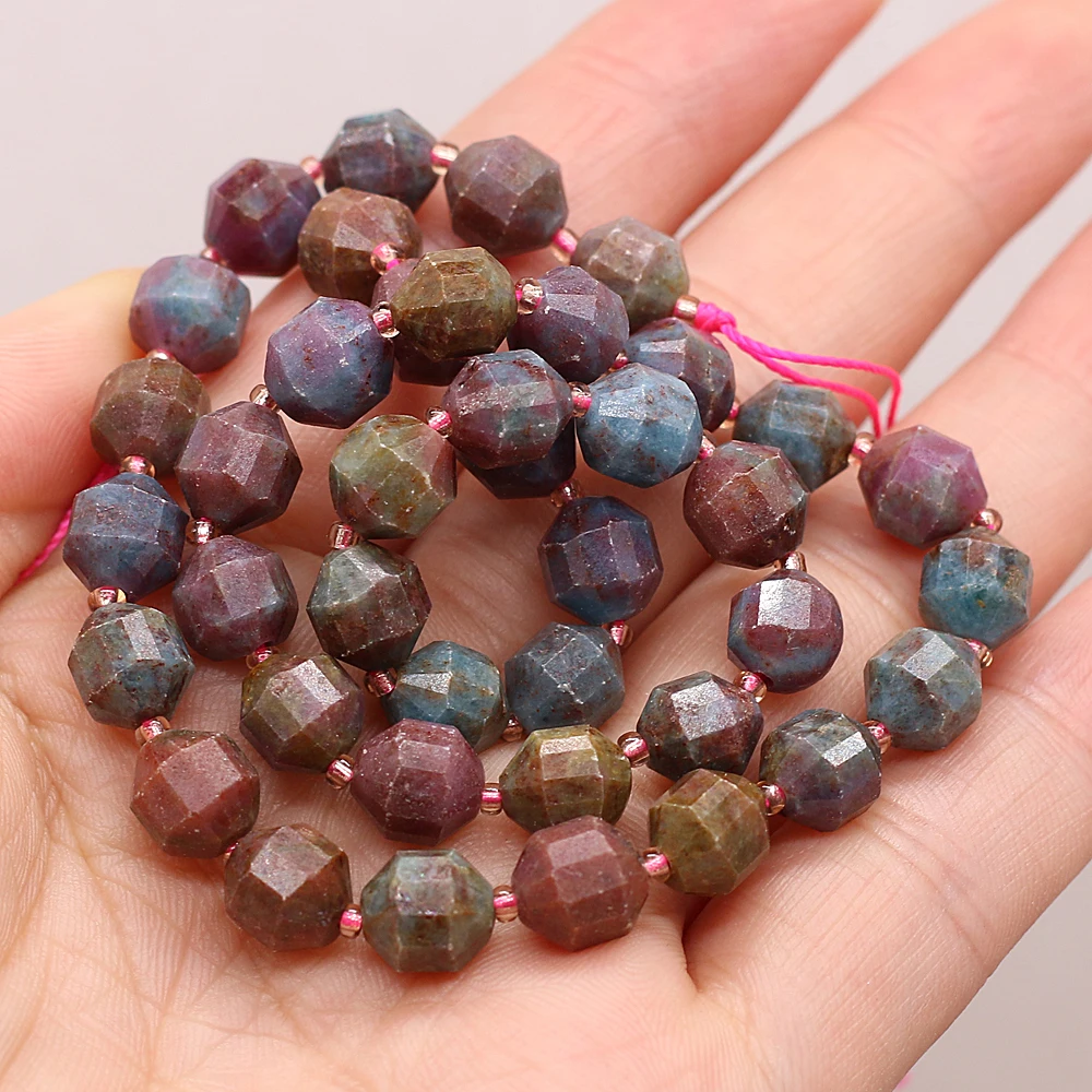 

2021New Natural Semi-precious Stones Red Sapphire Faceted Beaded 8MmLoose Bead Making DIY Fashion Jewelry Necklace Gift38Cm