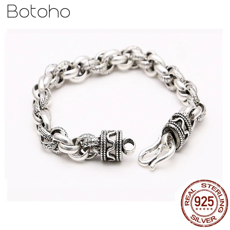 100% Стерлинговое Серебро 925 пробы цветной браслет цепочка толщина 8 мм