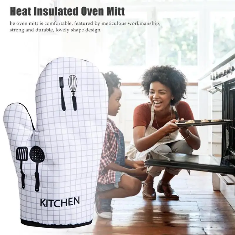 

2pc/Pair Microwave Baking BBQ Glove Cotton Cute Oven Mitts Heat Resistant Linen Potholders Non-slip Kitchen Cooking Tools Mitten