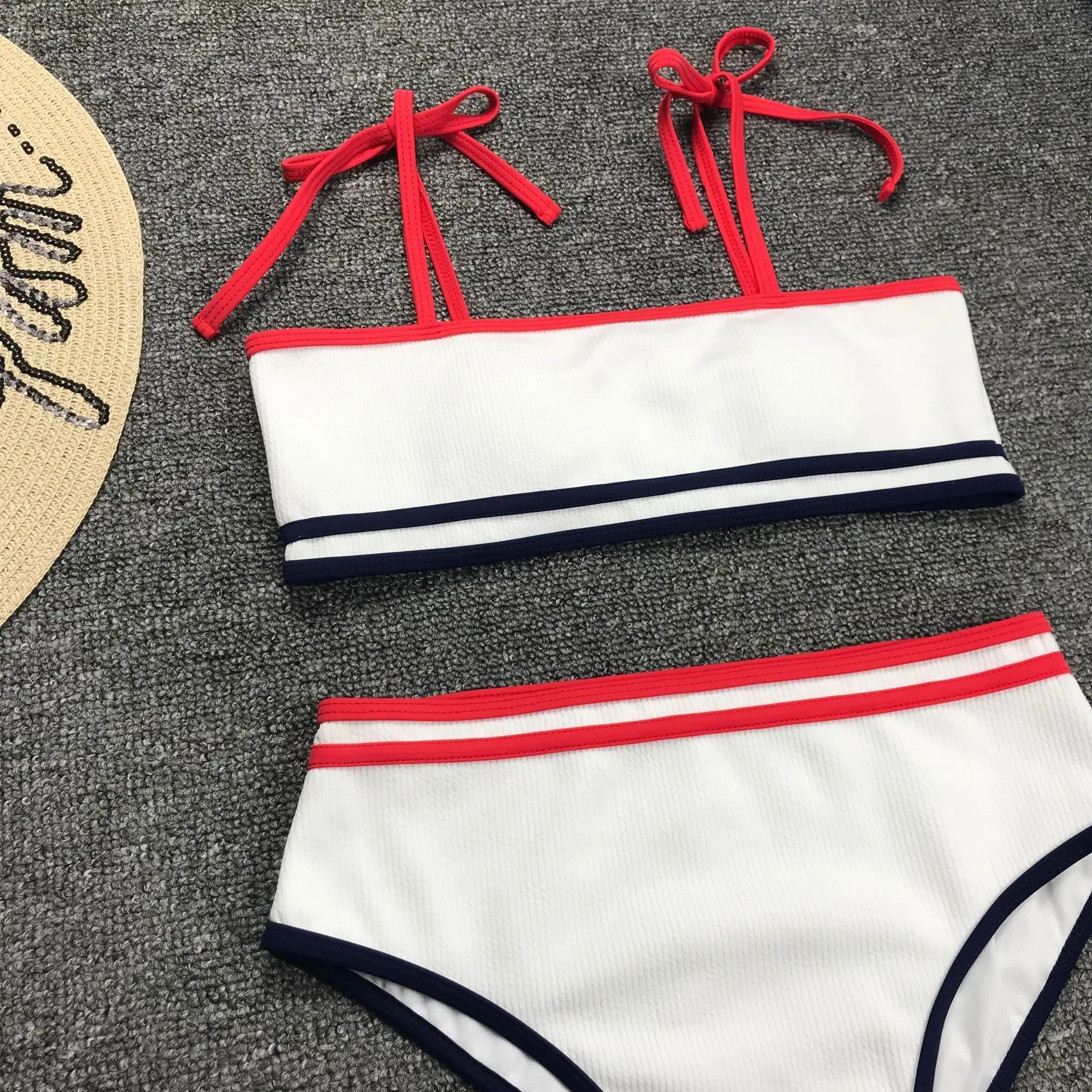 

New Sexy High Waist Solid bandeau bikini Women Swimwear Set Summer Beach 2020