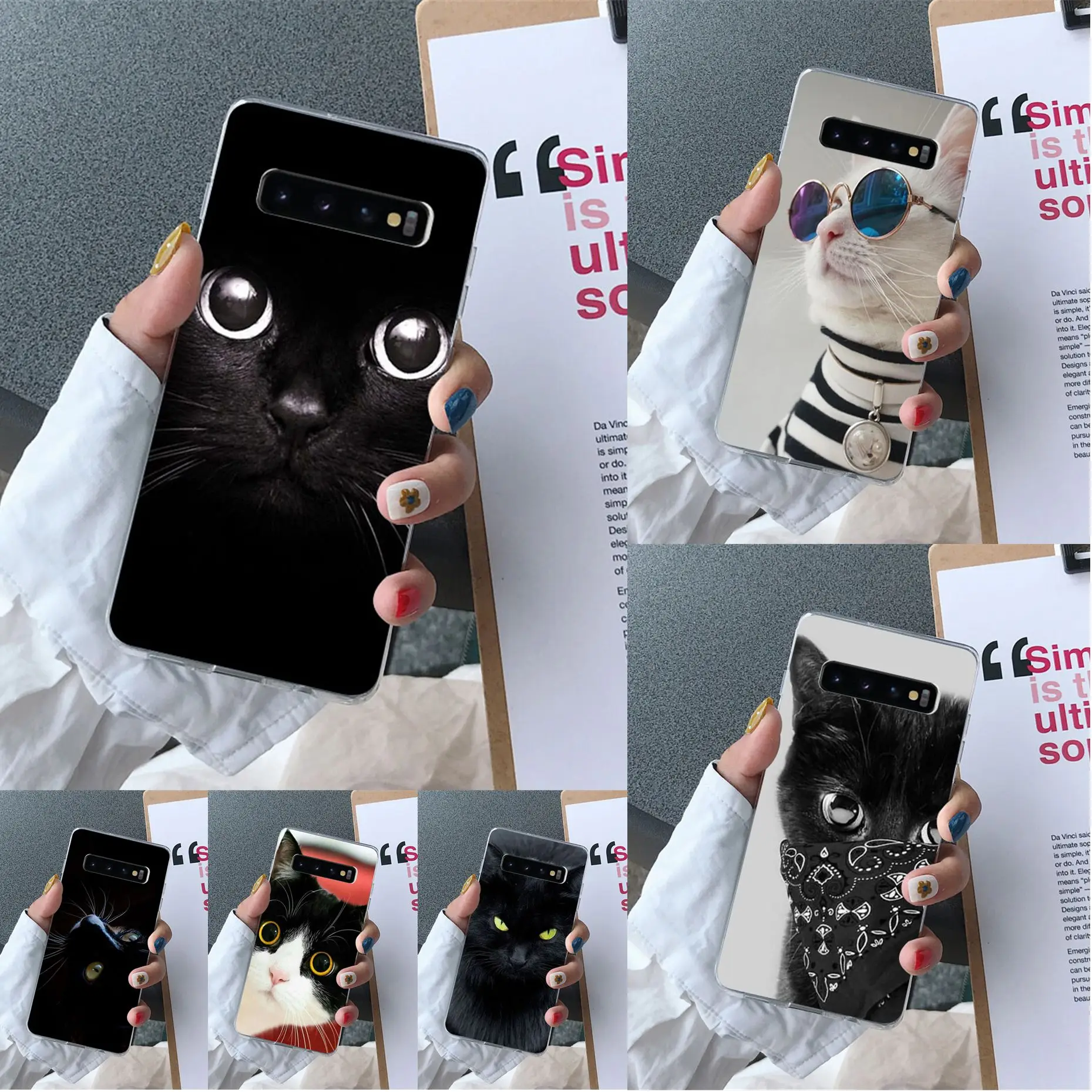 Черный милый чехол для телефона Samsung S10 E S9 plus S6 edge S7edge S8plus S5|Чехлы-накладки| |