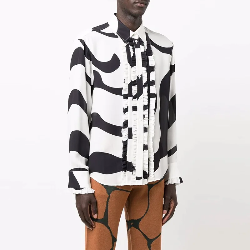 

2021 European and American menswear new printed casual shirts for couples