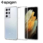 Spigen Чехол с жидкими кристаллами и блестками для Samsung Galaxy S21 Ultra (6,8 дюйма)-прозрачные кварцевые противоскользящие легкие гибкие чехлы