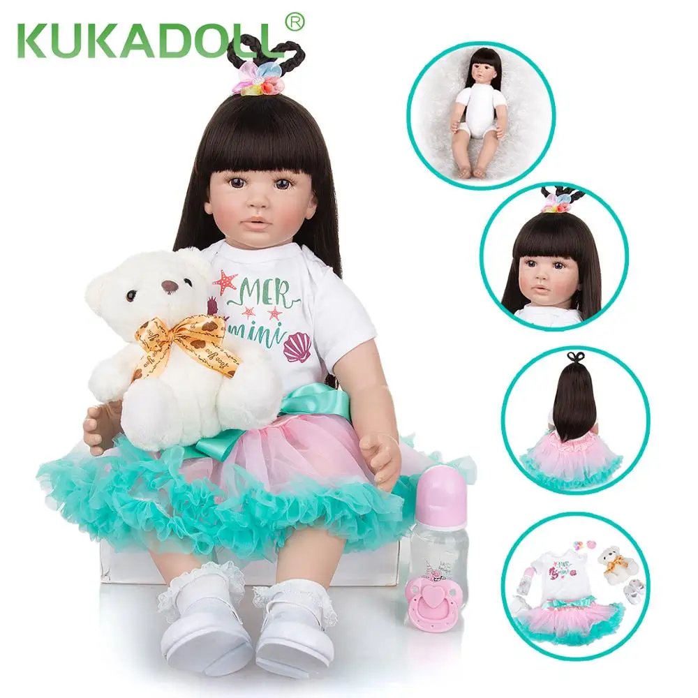24 дюйма модная милая кукла-реборн KUKADOLL парик хиар тканевая кукла-Реборн детские