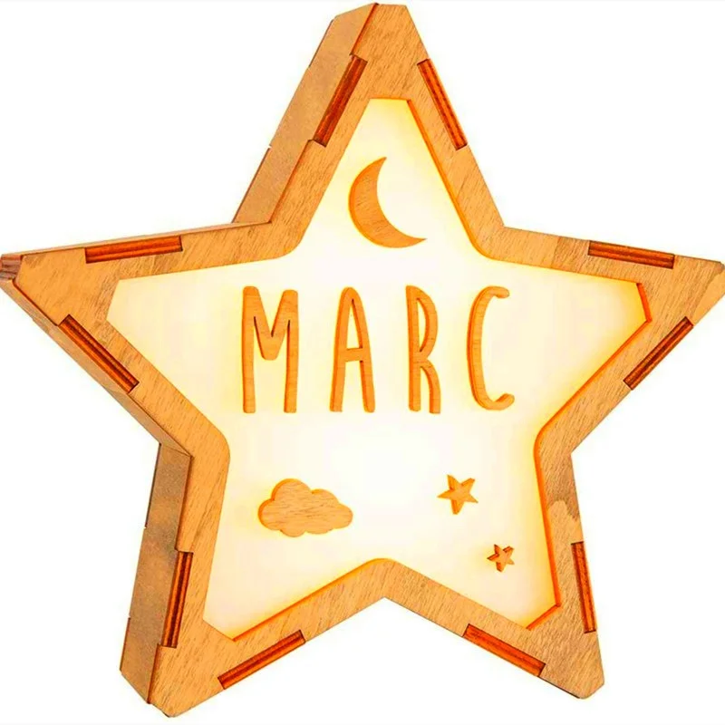 Customized Wood Star Night Light Christmas Decorations Light Photo Customization Led Ornaments Bedroom Decoration Lighting Luz B