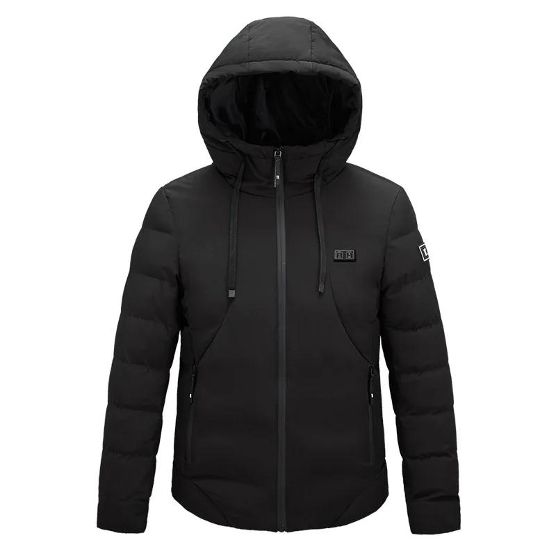 

2021 New Men Winter Coat USB Smart Heating Clothing with A Cap Solid-color Youth Casual Jacket Men's Heating Clothing