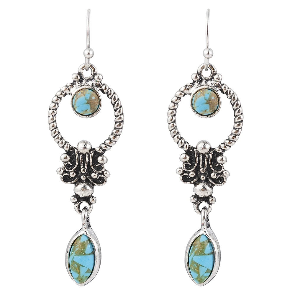 Indian Tribal Personality Natural Dangle Drop Earrings Resin Stone Ethnic Vintage Hanging 2019 for Women | Украшения и аксессуары