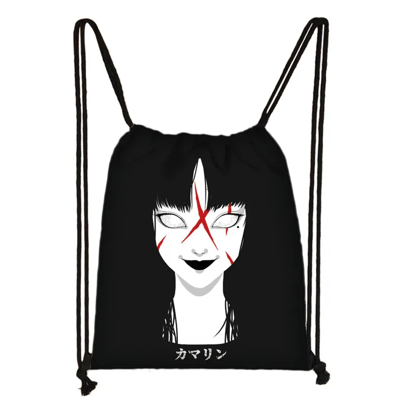 skdmanga14 Horror manga drawstring сумка Junji Ito Женская и мужская сумка для хранения Jorogumo/slug девушка холщовый рюкзак дорожный рюкзак Подростковая сумка - Цвет: skdmanga14