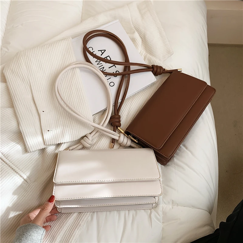 

Spring 2021 Trendy Small Baguette Shoulder Bags For Women Simple Solid Color PU Leather Crossbody Bags Brand Design Female Purse