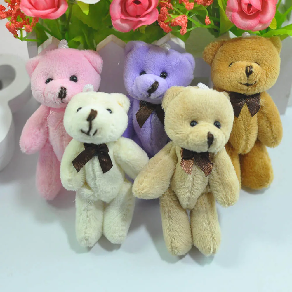 

13cm Cartoon Teddy Bear Plush Stuffed Toy Flower Bouquet Joint Mini Teddy Bear For Diy Wedding Home Decor Children Toy Doll Gift