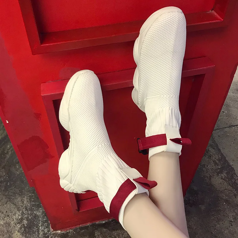 Женские кроссовки на платформе белые спортивные для прогулок бега|Беговая обувь|