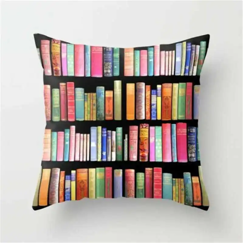 Чехол для подушки 18 дюймов с принтом книги хлопковый льняной наволочка домашнего