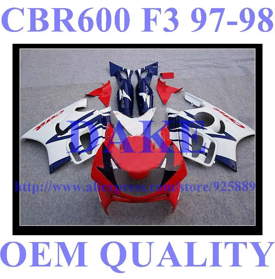 

Tank + Fairing For HONDA CBR600F3 97 98 CBR600 F3 1997 1998 CBR 600F3 97 98 1997 1998 Blue Red White L463 -tim