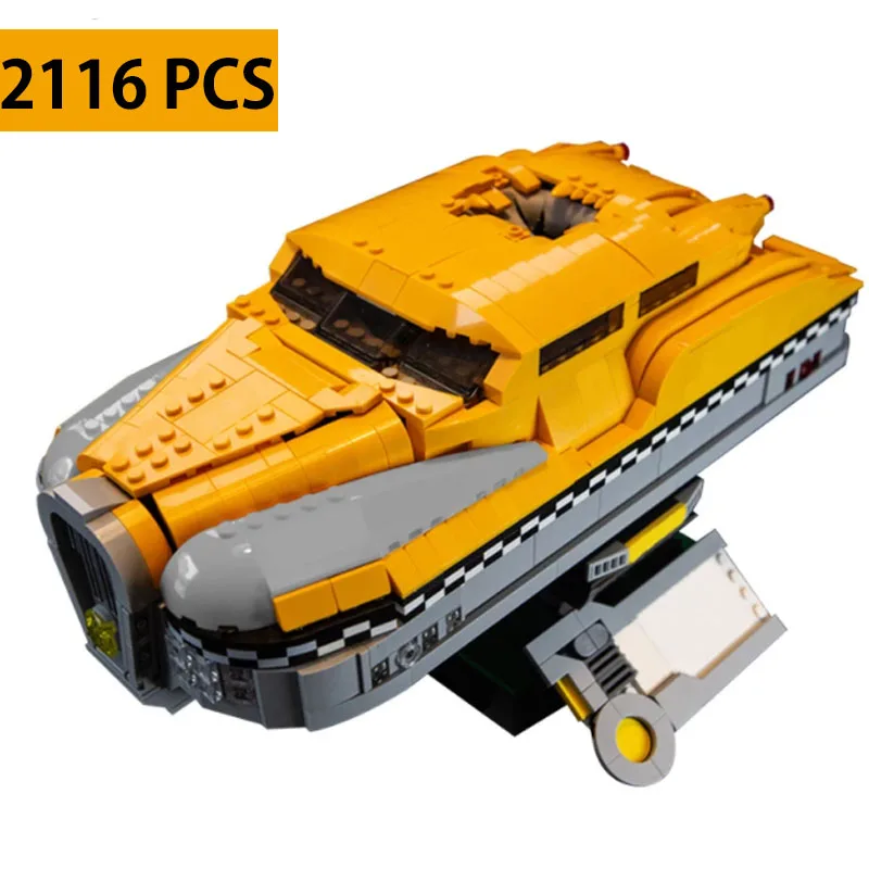 

BuildMoc High- Car 5th Element Taxi Yellow Town Classic Taxi Model Building Blocks Educational Assemble Vehicle For Toy Gift