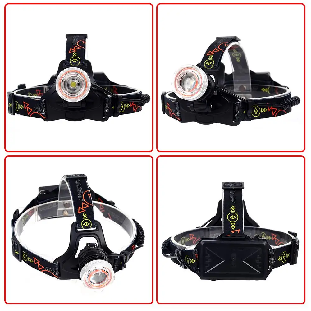 USB фары 4 режима Водонепроницаемый масштабируемый 2 * светодиодный 8000 Люмен LED Фара