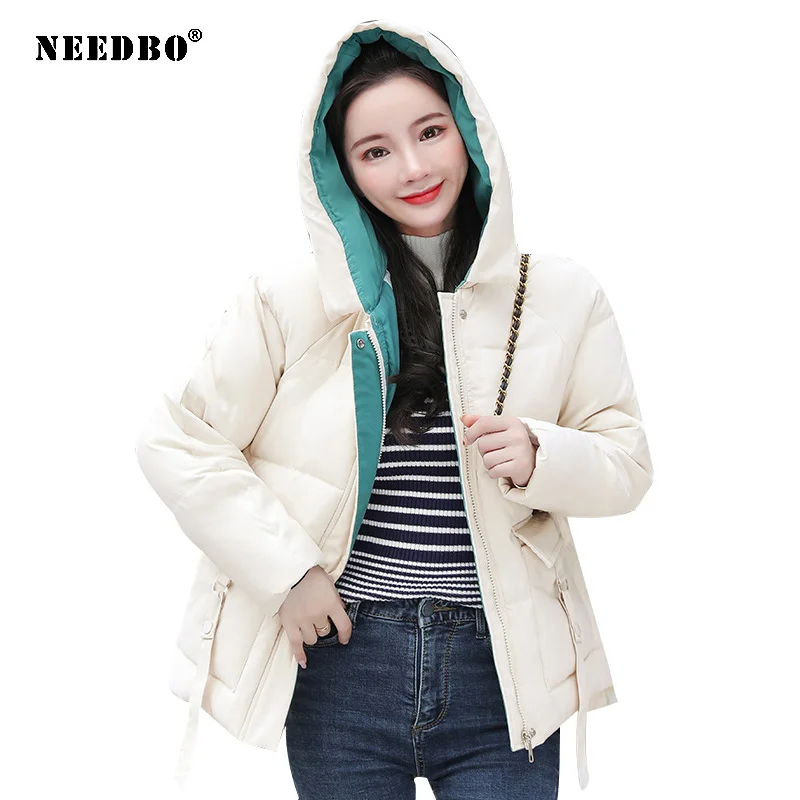 NEEDBO Winter Jacket Women 2020 Hooded Cotton Padded Puffer Jacket Women Winter Coat Warm Parka Mujer Casual Casaco Outwear