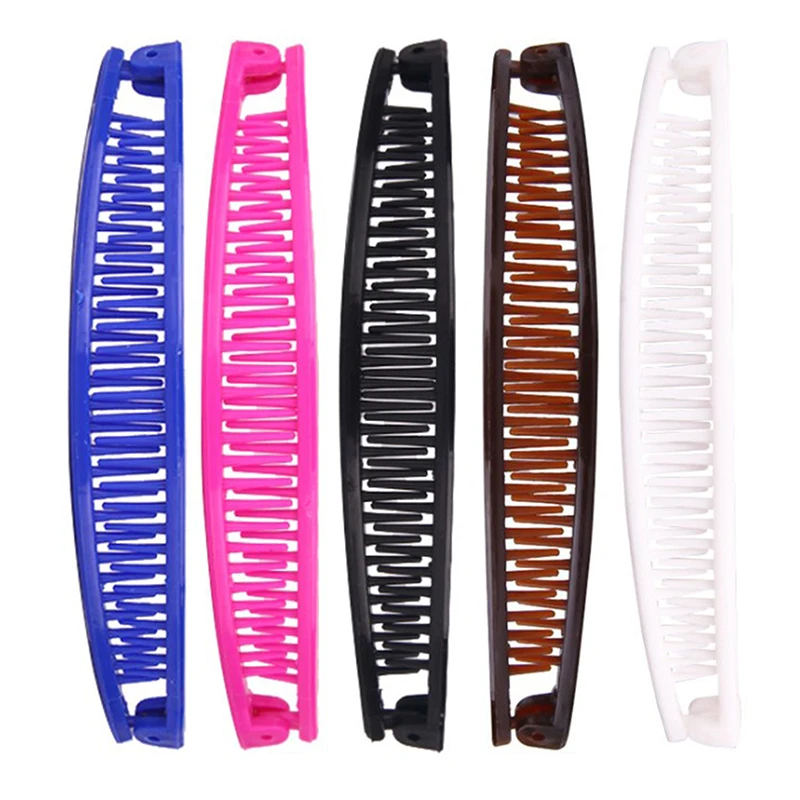 

2pcs Banana Hair Clip New Solid Color Hair Claws Women Barrettes Hairpins Insert a comb presilha cabelo