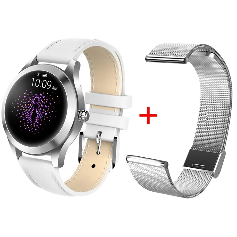 white add silver Torntisc KW10 женские Смарт-часы IP68 водонепроницаемый монитор сердечного ритма физиологическое напоминание для Android IOS Телефон умные часы для женщин - Цвет: white add silver