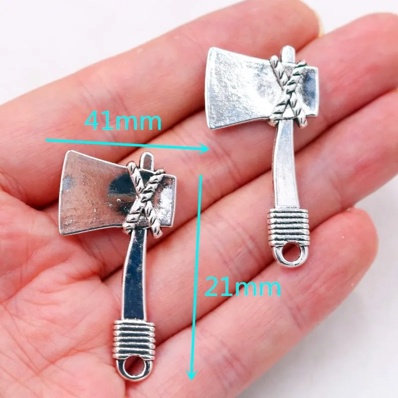 8pcs Silver Plated Tool Axe Pendants Retro Necklace Earrings Accessories DIY Charms For Jewelry Crafts Making 41*21mm A2342 - купить по