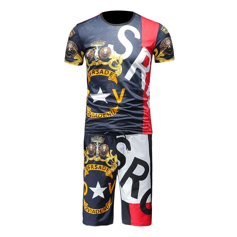 

Brand Men Luxury T-shirt Shorts Set 2 Piece Set Track Suit Mens Jogger Sweatsuit Men Street Wear Fashion Party Club Men Clothes