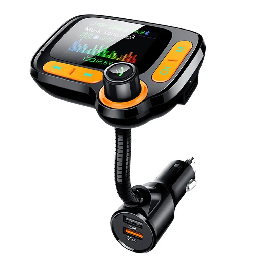 JINSERTA QC3.0, зарядное устройство, режим эквалайзера, автомобильный Bluetooth 5,0, fm-передатчик, громкая связь, 1,77 дюймов, TFT цветной экран, автомобильный комплект, поддержка AUX/TF/U диска