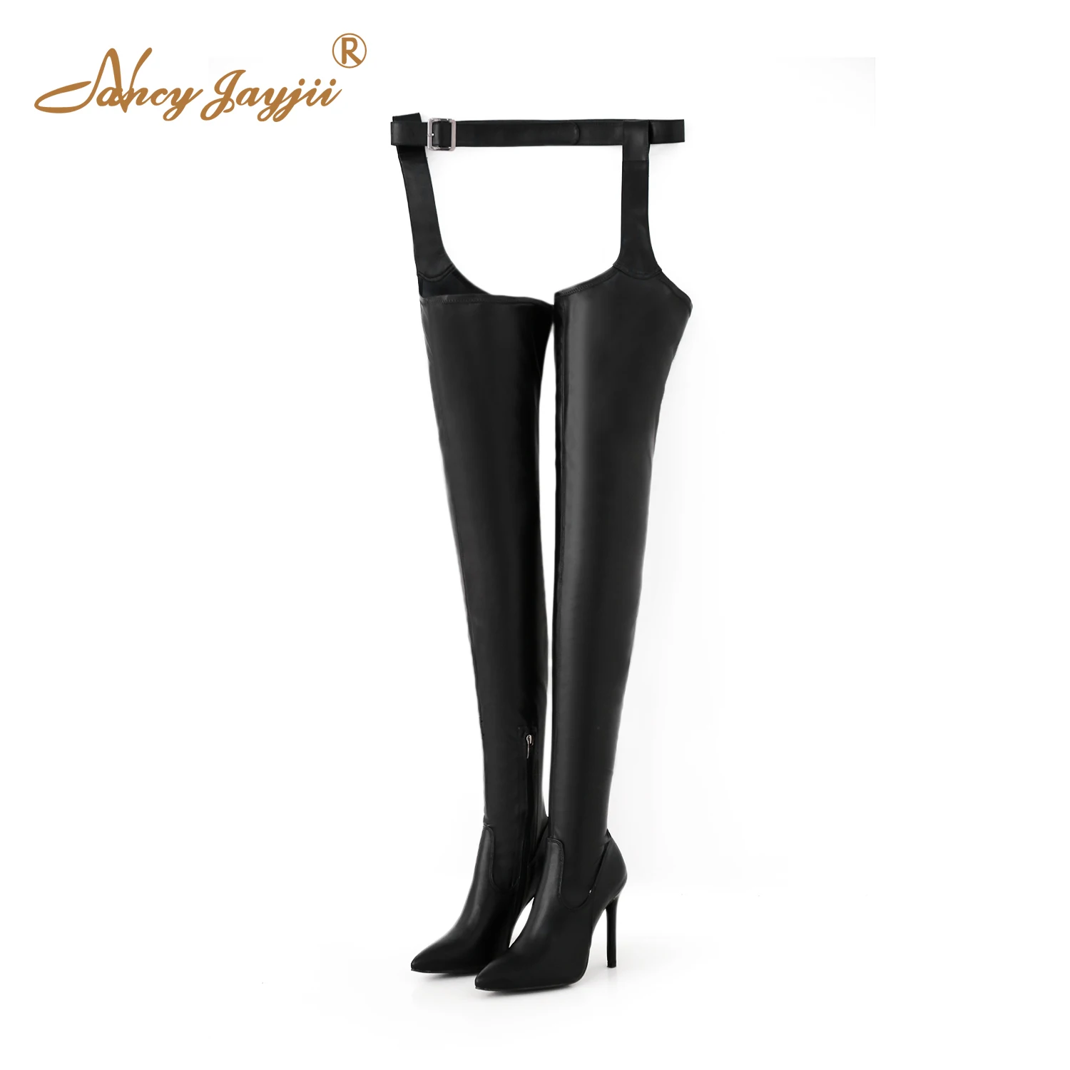 

Women Black Sexy PU Modern Boots Pointed Toe Super High Thin Heel Booties Ladies Office Career Dress Zipper Size 35-43 Shoes