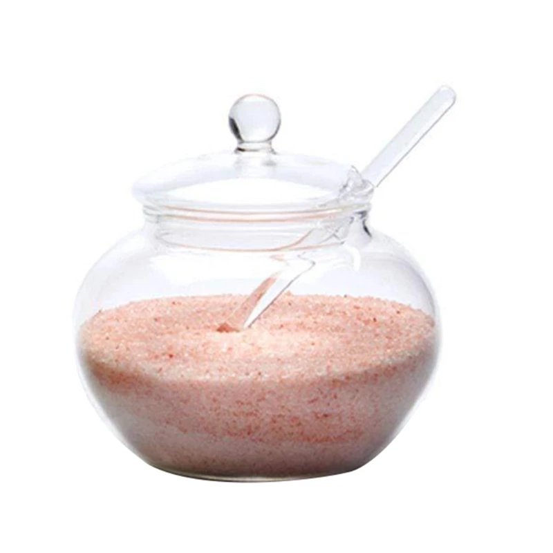 

250ml Crystal Jar Sugar Bowl Kitchen Storage Sets with Cover and Spoon Seasoning Jar For Kitchen sucrier boule Tarro de