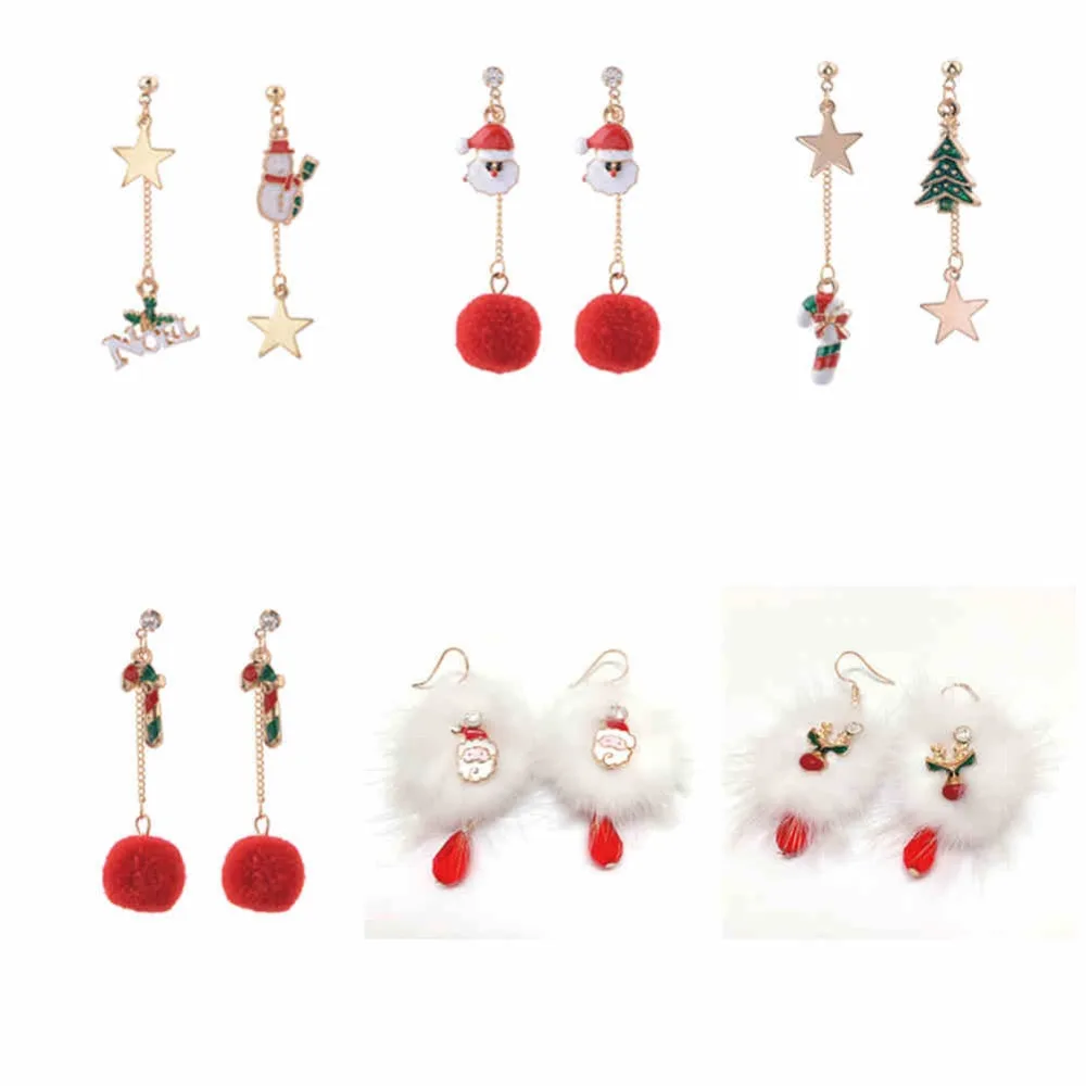 Серьги подвески женские с цирконами милые ювелирные украшения в рождественском