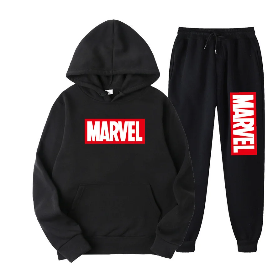 

Spring and autumn men's printed hooded sweater + casual pants two-piece set of the same color hooded sweater men