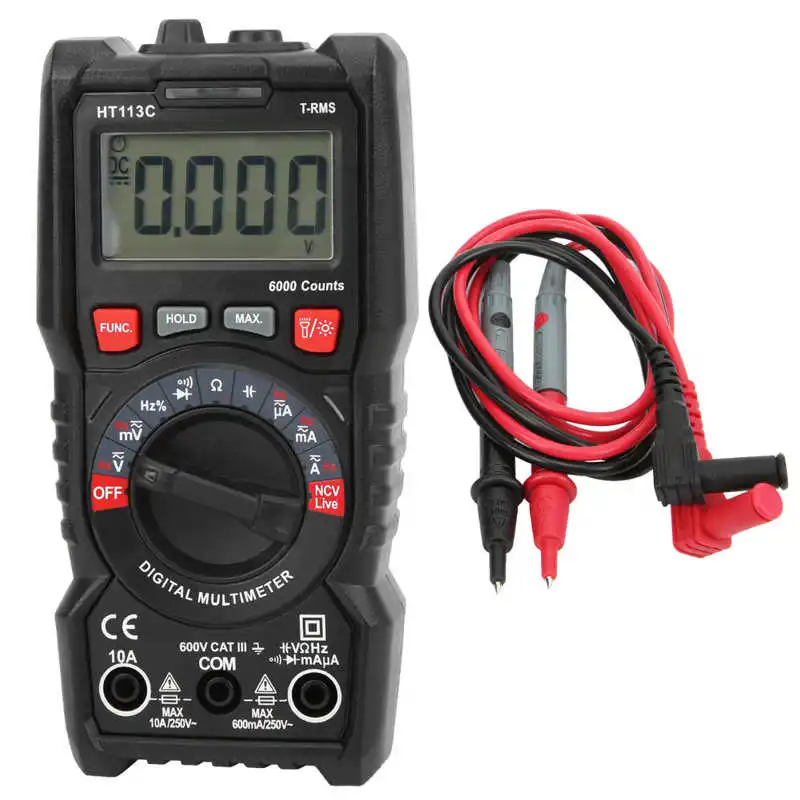 

Портативный мультиметр HT113C, компактный цифровой измеритель переменного/постоянного тока, с функцией защиты от горения