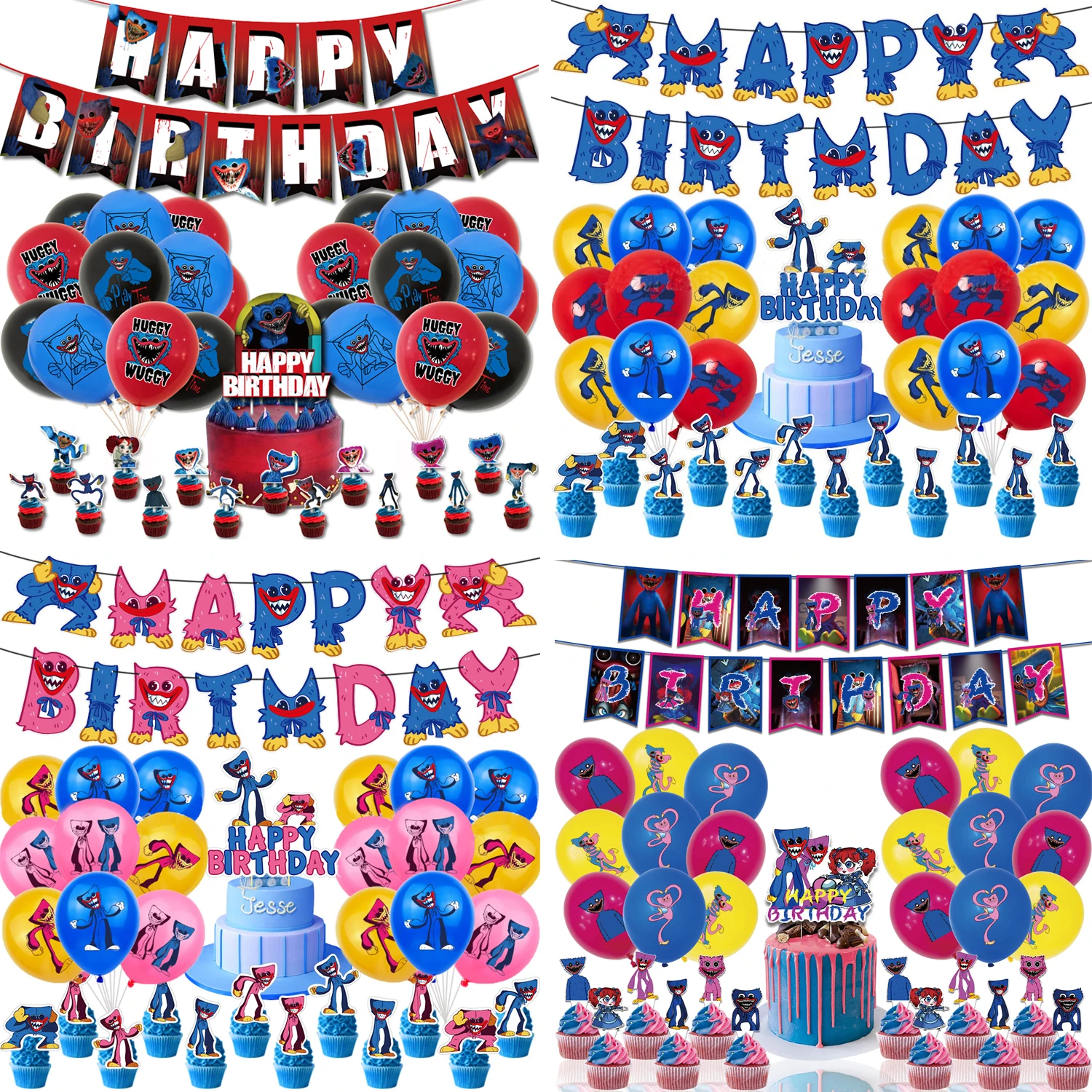 Huggy Wuggy Balloons Poppy Playtime Game Party Decoration Set Anime Ballons Peluche Happy Birthday Banner Kids Cake Topper Toy | Дом и сад