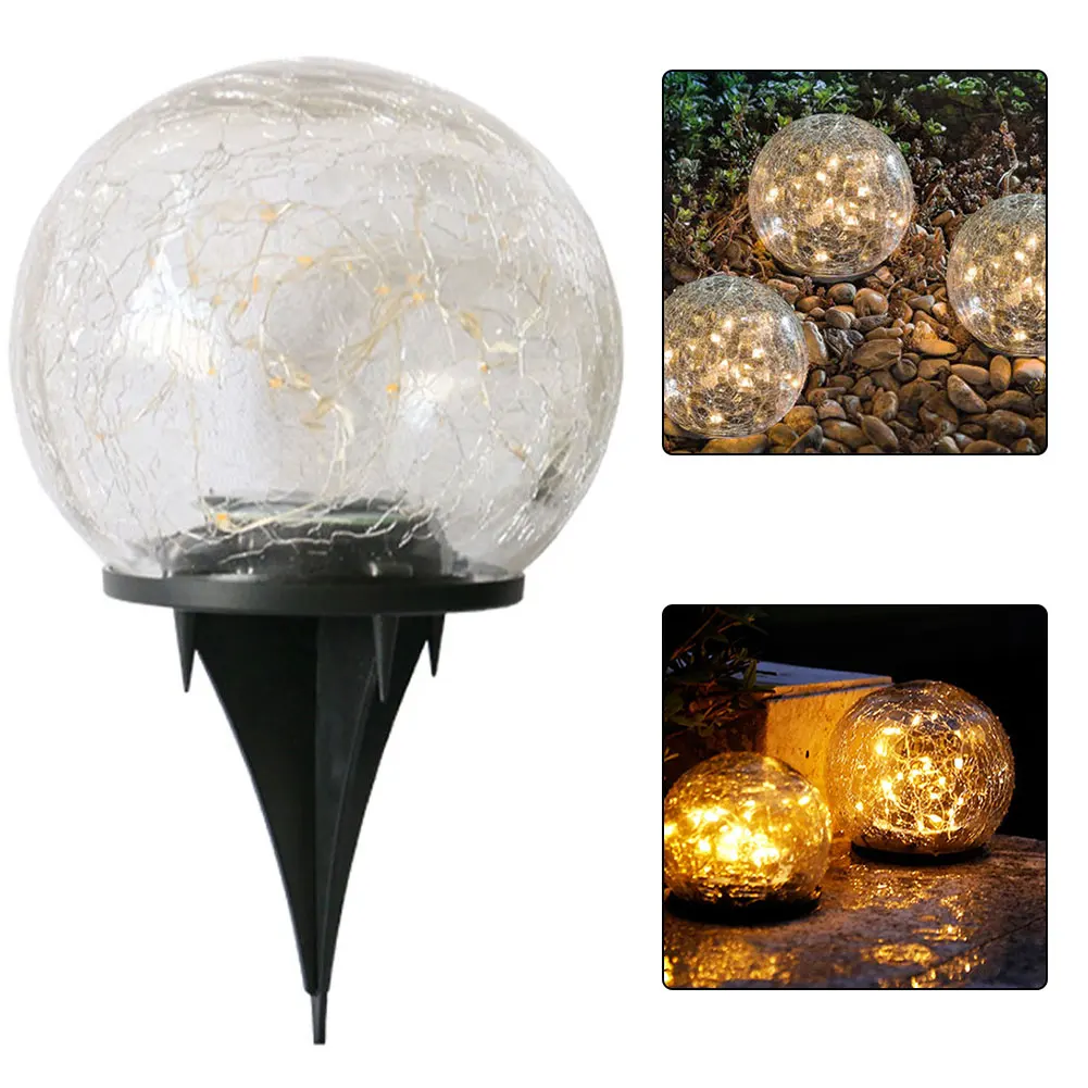 

Solar Lawn Light Crackle Glass Ball Light Waterproof LED Ground Buried Landscape Lamp For Outdoor Garden Yard Lawn Pathway