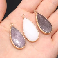 natural stone pendant water drop shape semi precious exquisite charm for jewelry making diy necklace earrings accessories