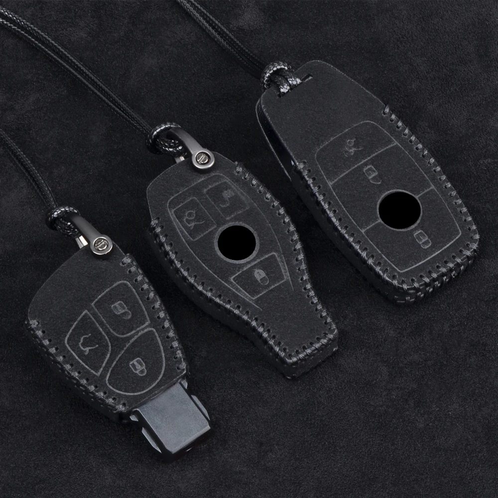 

Leather Car Key Case Cover For Mercedes Benz AMG W203 W210 W211 W124 W202 W204 W205 W212 W176 C117 W213 X156 W246