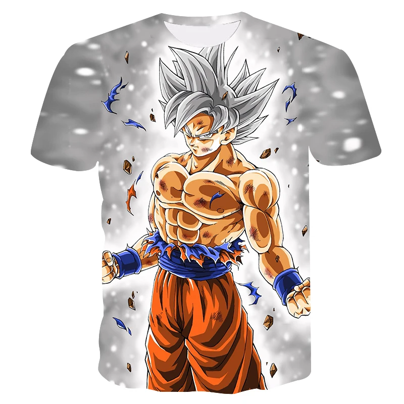 Camiseta de Dragon Ball 3D para niño y niña, a la moda ropa de calle de Goku, Camiseta estampada de