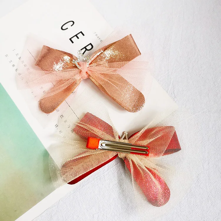 

20pcs Fashion Rhinestone Tiaras Glossy Bowknot Hairpins Tulle Bow Barrettes Hair Clips Princess Headwear Hair Accessories