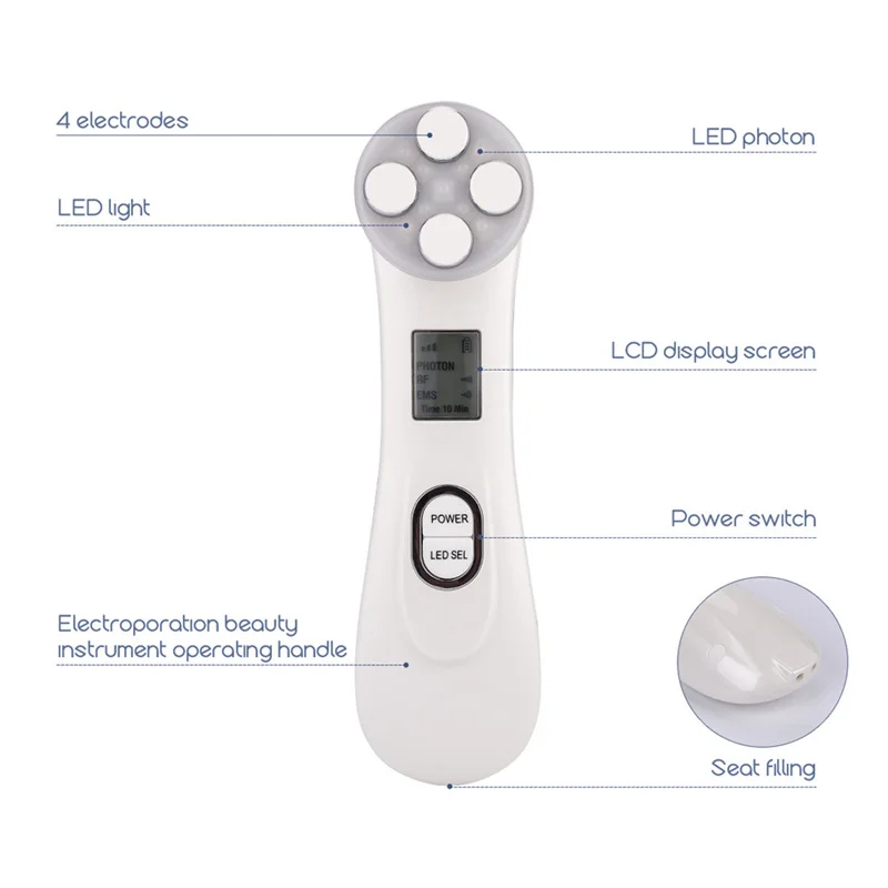 

LED Photon Radio Frequency Beauty Device RF&EMS Mesotherapy Electroporation Face Lifting Wrinkle Removal Skin care tool Dropship