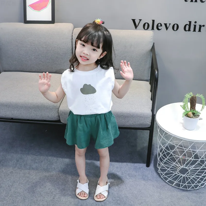 Одежда для мальчиков и девочек 1-5 лет летний комплект из двух предметов футболка