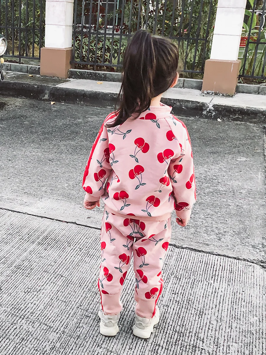

2019 girl boy clothing sets Autumn children's clothing print Girls tracksuits sets 100% cotton sweatshirts+trousers