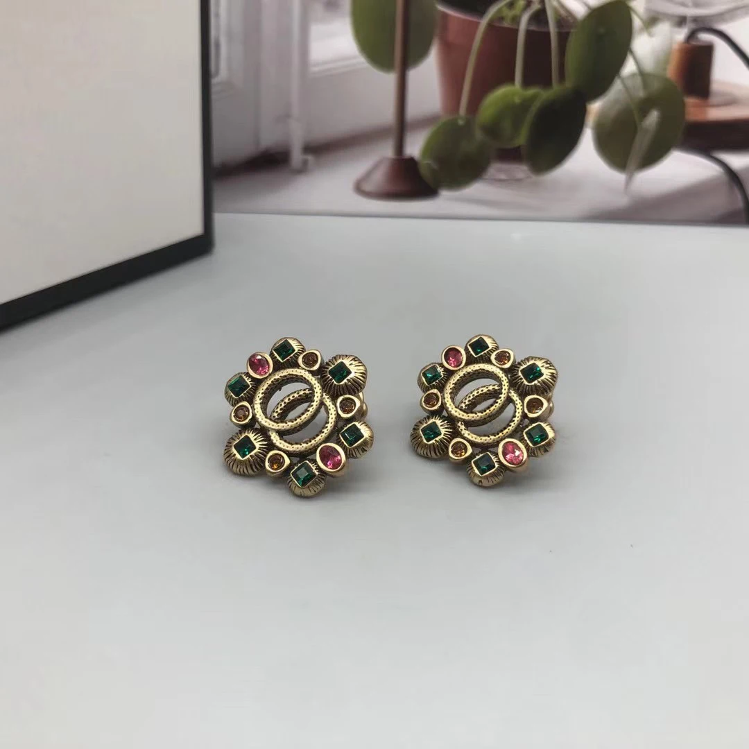 

S925 sterling silver square letter earrings, retro style, high-quality jewelry, original 1:1, birthday gift, party exclusive