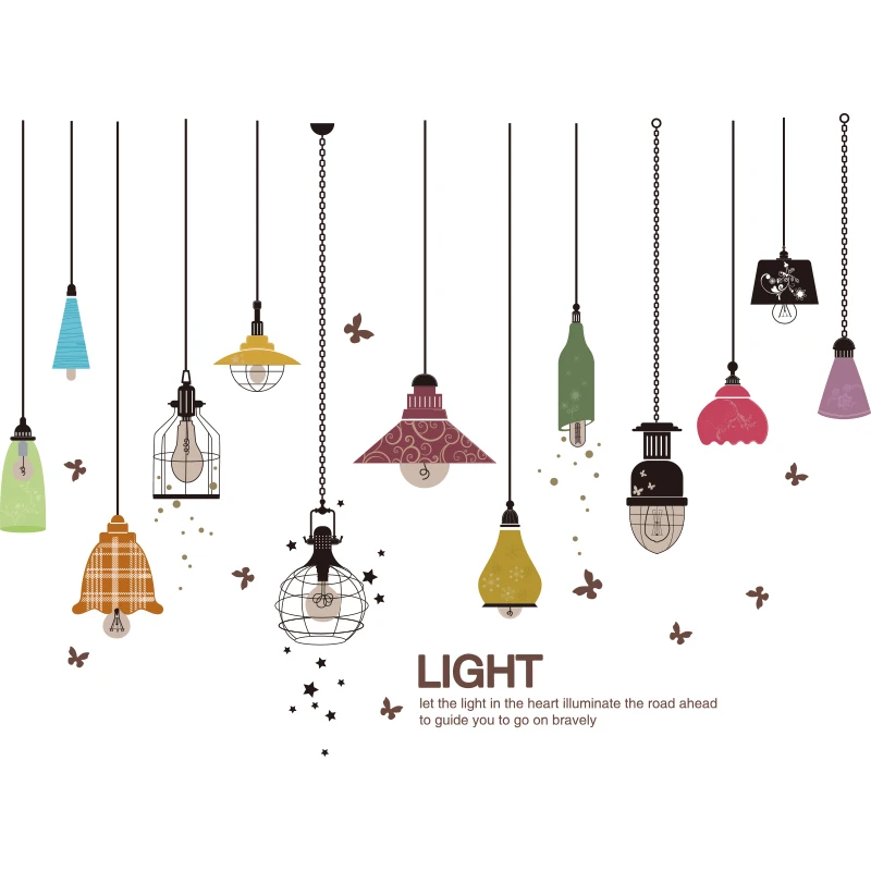 

[shijuekongjian] Cartoon Girl Wall Stickers DIY Chandelier Lights Wall Decals for House Living Room Kids Bedroom Decoration