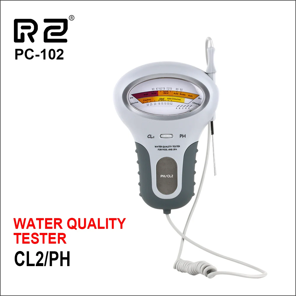 Тестер рН RZ CL2 портативный цифровой измеритель PH не загрязняющий хлор для спа