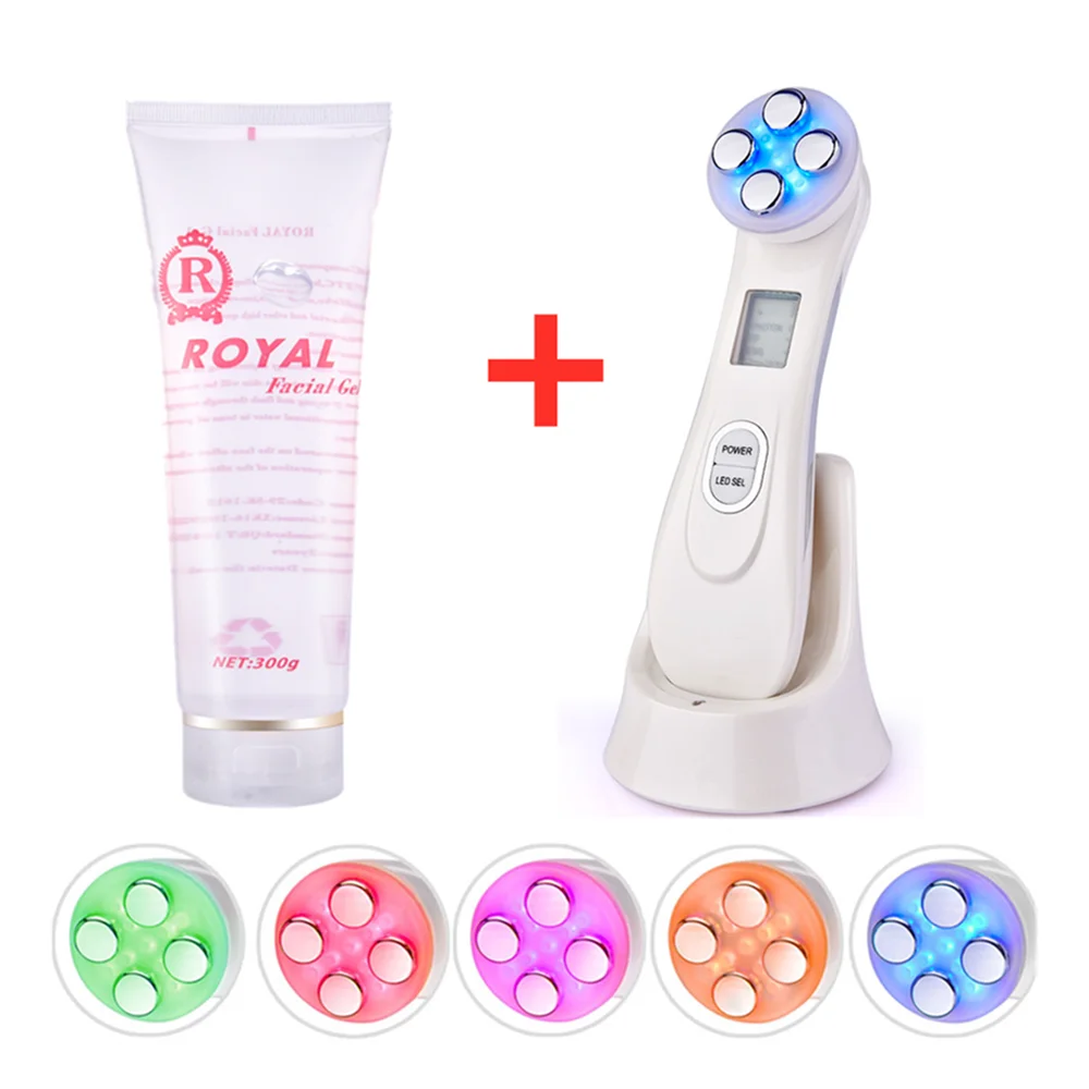 5 in 1 Box With Gel 6 в 1 мезотерапия Электропорация радиочастотный светодиодный фотонный светильник для лица Массажер для лифтинга лица - Цвет: 5 in 1 Box With Gel