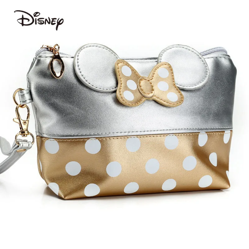 

Косметички Disney с Микки и Минни, женская сумочка для макияжа, новый мультяшный большой клатч с бантом, женские Сумки из искусственной кожи, сумочка