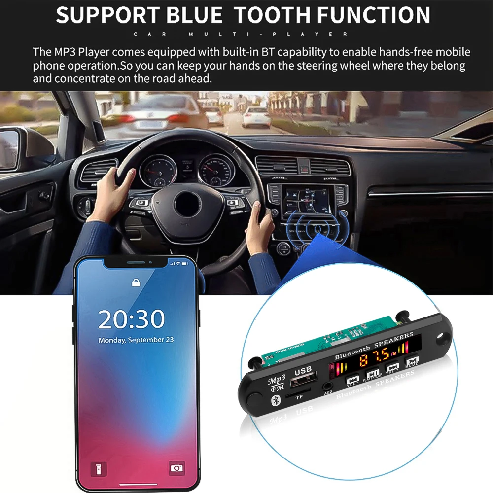 6 Вт усилитель MP3 декодер плата модуль Bluetooth V5.0 Автомобильный MP3-плеер FM AUX радио